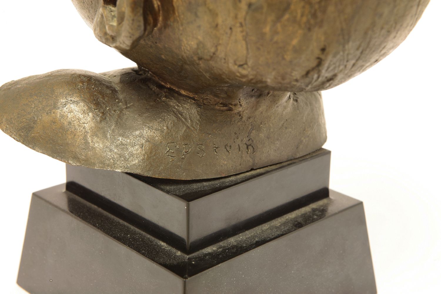 *Sir Jacob Epstein (1880-1959),a cheerful baby's head, bronze, on a stepped black marble plinth, - Image 5 of 5