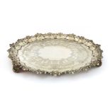 A Victorian silver salver,maker's mark 'SS', possibly Samuel Saltmarsh, London 1853, of shaped