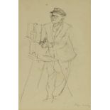 *Olwyn Bowey RA (b.1936)PORTRAIT OF CAREL WEIGHT AT HIS EASELSigned l.r., pencil30 x 18.5cm*Artist's