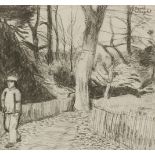 *Carel Weight RA (1908-1997)A FIGURE ON A WOODLAND PATH Signed u.r., pencil and charcoal26.5 x