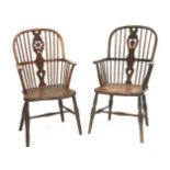 Two ash elm and beechwood high back Windsor chairs,late 19th century (2)