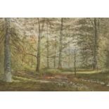 J... Adam (late 19th century)A WOODLAND GLADE; FIGURES BY A BUILDINGTwo, both indistinctly signed,
