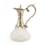 A modern silver-mounted and clear cut-glass decanter,Birmingham 1981,the plain mount with a