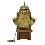 A brass winged lantern clock,late 17th century, by William Speakman, Hatton Garden, London, the bell