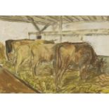 *Ruskin Spear RA (1911-1990)CATTLE FEEDINGSigned l.r., watercolour and chalks26.5 x 36cm*Artist's