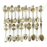 A collection of silver tablespoons,various dates and makers, in the old English and Hanoverian
