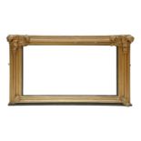 A Victorian giltwood and gesso overmantel mirror,with foliate corners,156cm wide89cm high