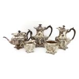 An Edwardian five-piece tea and coffee service,by Fenton Brothers Ltd., Sheffield 1900/01, of shaped