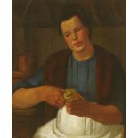 *Frank Dobson RA (1886-1963)'WOMAN PEELING AN APPLE (THE BASTARD)', 1913Oil on canvas65 x