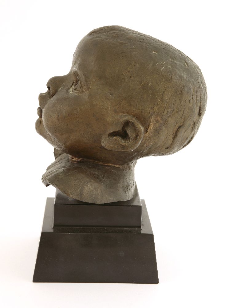 *Sir Jacob Epstein (1880-1959),a cheerful baby's head, bronze, on a stepped black marble plinth, - Image 2 of 5