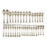 A matched silver king's pattern table service,the majority by George Adams, 1833-1870,comprising:2