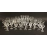 A collection of drinking glasses,with cut and etched decoration (qty.)