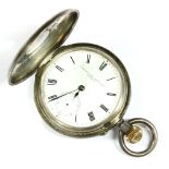 A silver half hunter pocket watch, white enamel dial, signed Alexander Bros Ltd. London, with