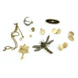 A collection of jewellery, to include an Edwardian 9ct gold split pearl floral circular brooch/