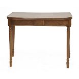 A George III mahogany foldover top tea table