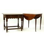 A George III oak side, with frieze drawer, and stretched base, 84cm wide, 52cm deep, 73cm high,