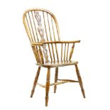 An ash and elm Windsor armchair, 48 wide x 38 deep x 106 cm high