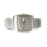 A gentlemen's stainless steel Seiko LM automatic bracelet watch, silvered dial, baton numerals, date