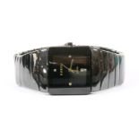 A gentlemen's black ceramic Rado Jubilé Diastar quartz bracelet watch, with black square dial and