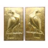 A pair of Indian pressed brass relief panels of falcons, 19th century, each 54 x 32cmProvenance: