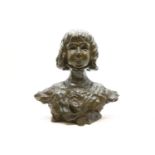 A late 19th century bronze bust of Joan of Arc, 36cm high