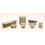 A group of late 19th to early 20th Century Indian silver, to include four varying jar and covers,