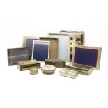 A collection of Indian brass trinket boxes, together with a collection of photograph frames and