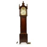 A George III oak and mahogany eight day longcase clock, by John Bolton, with painted arched dial,