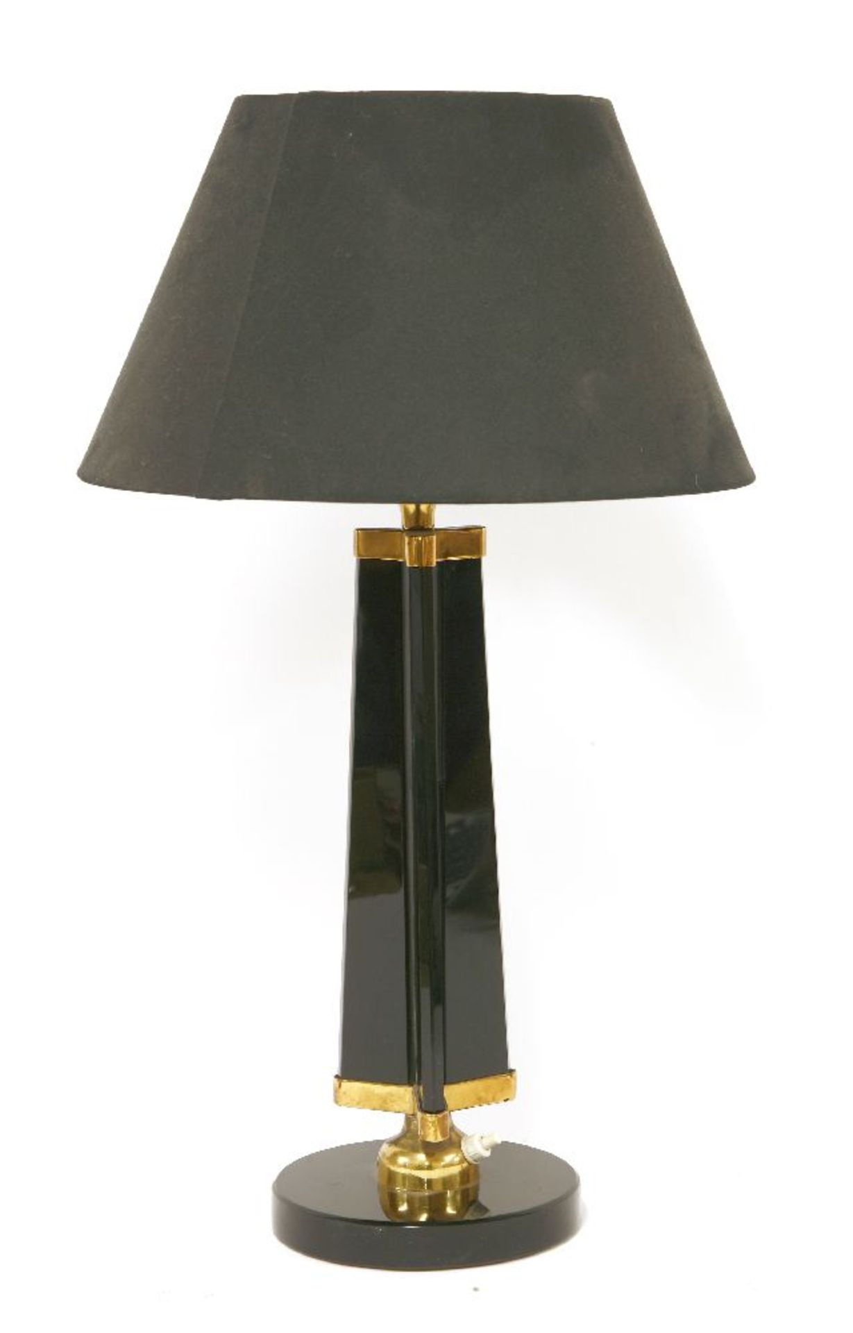 An Italian glass and brass table lamp,with a modern shade,41cm high