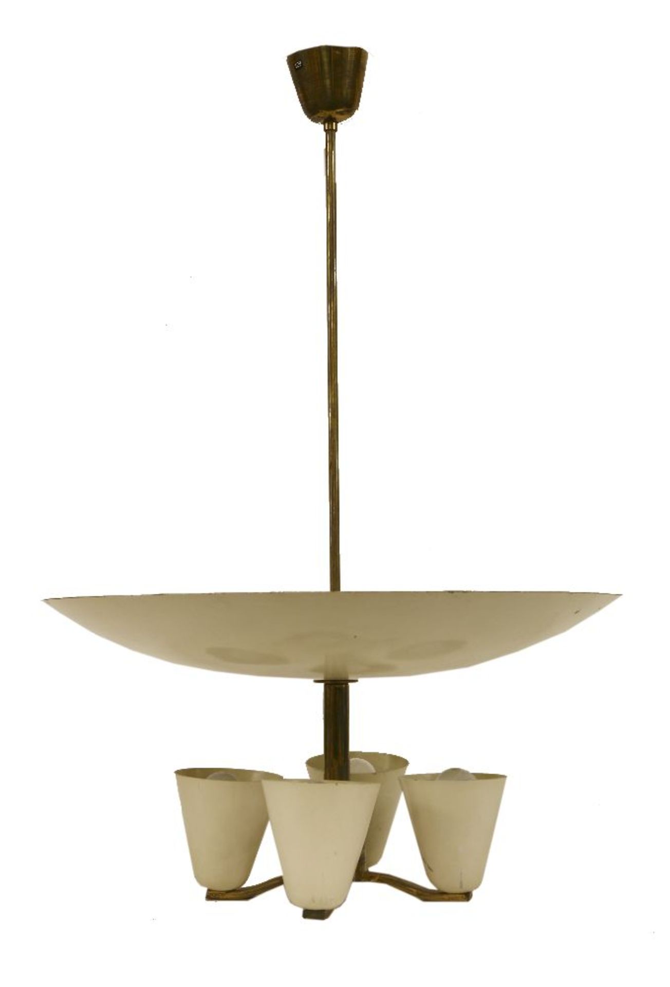 An Italian chandelier,1950s,with four uplighters