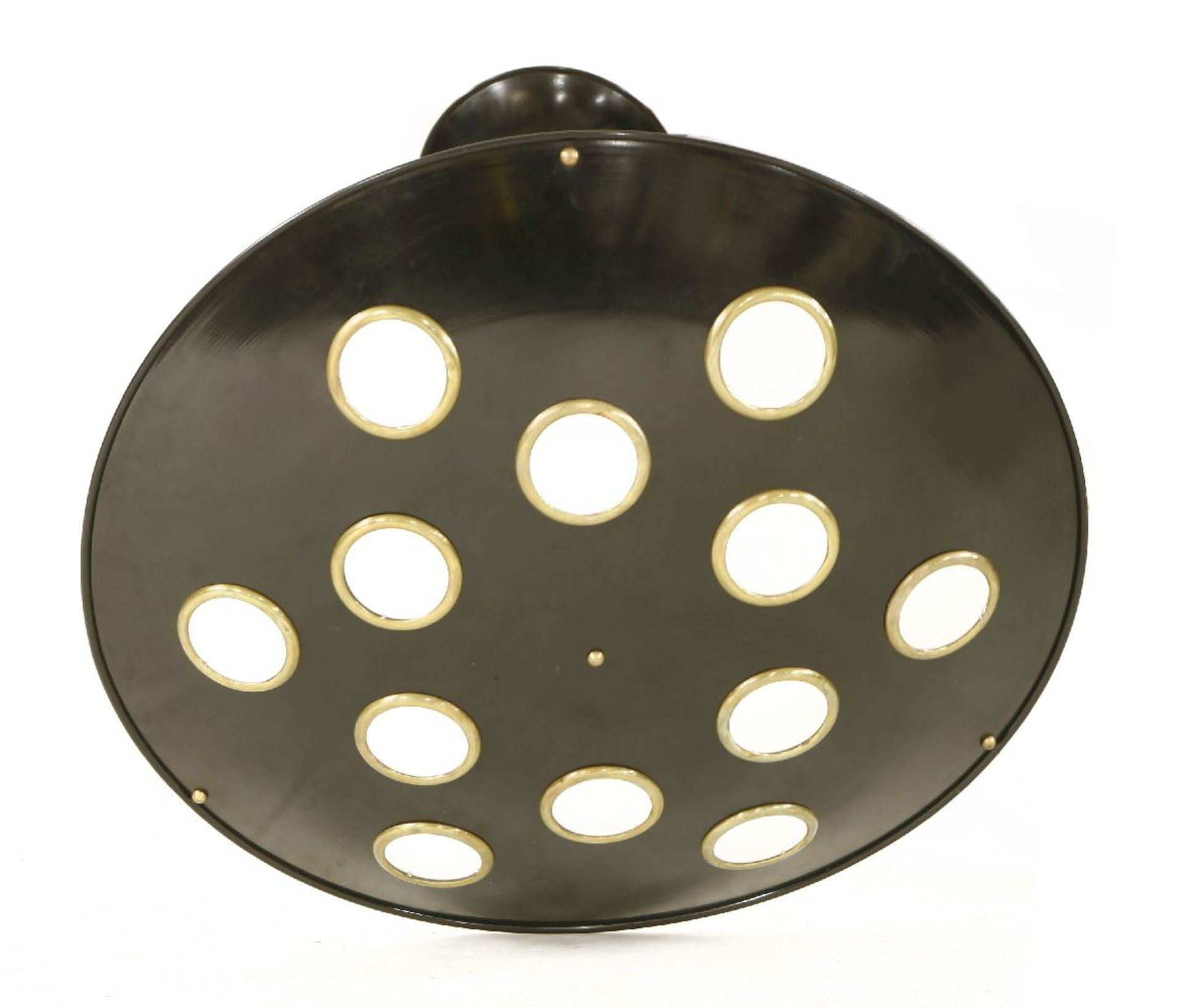 An Italian hanging ceiling light,the shallow dish base with twelve inset glass panels, fitted with - Bild 2 aus 2