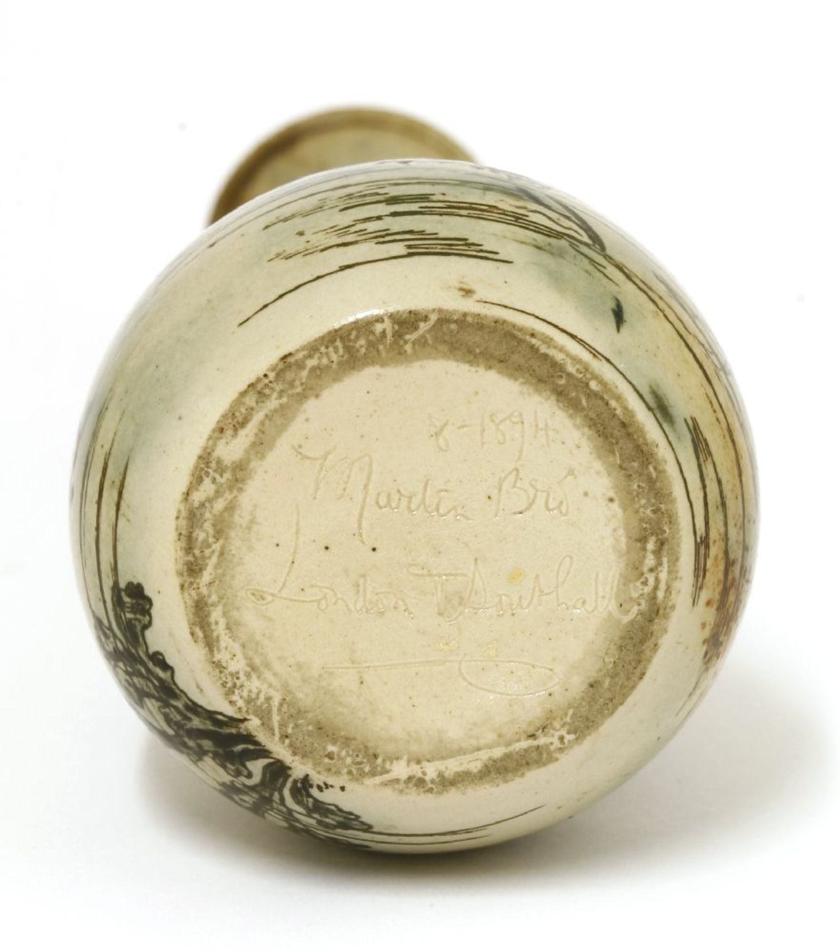 A Martin Brothers' stoneware vase, dated 1894, of slender baluster form decorated with - Image 3 of 8