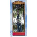 A FAIRGROUND MIRROR,a large vintage 'house of mirrors' fairground convex distorting mirror, with