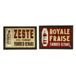 A PAIR OF MOSAIC LIQUEUR ADVERTISING SIGNS,mid-20th century, French, in ebonised frames, advertising