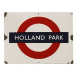 HOLLAND PARK,1950s/1960s, London Transport original enamel roundel for Holland Park underground