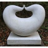 *MEL FRASER (b.1966),'Kiss II', Carrara marble, unique, 60cm wide, 6cm deep, 56cm high*Artist's