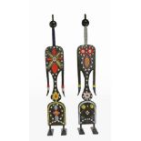 A PAIR OF AFRICAN BEADED FIGURES,20th century, a large pair of African beaded wooden figures, 32cm