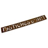 FRENCH 'POSTICHES D'ART' SIGN,early 20th century, cut-out metal wig and hairpiece shop sign with