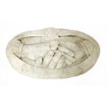 GRAND TOUR MEMENTO MORI LOVING HANDS,late 19th century, a beautifully carved marble table