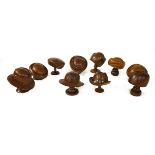 A COLLECTION OF TEN HATMAKERS' BLOCKSearly-mid 20th century, French, carved wood, for both men's and