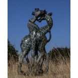 FANNIE MUPANGA (Zimbabwean, contemporary),'Giraffe Pairing', opal stone, unique sculpture, signed,