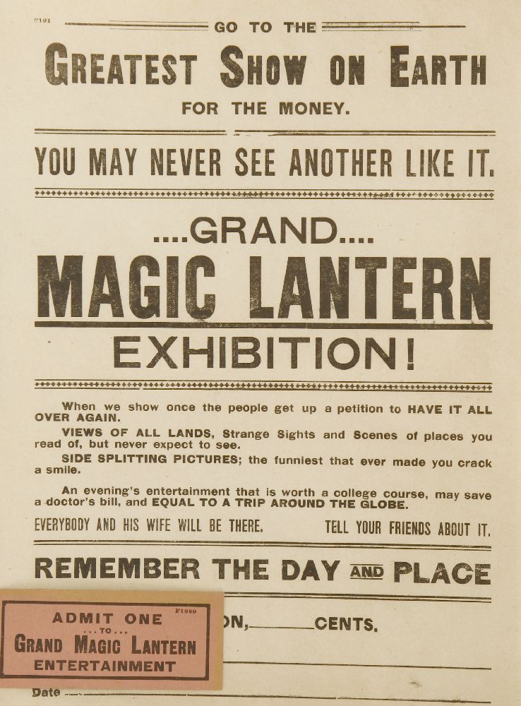 A MAGIC LANTERN EXHIBITION POSTER,early 20th century, an American magic lantern exhibition small