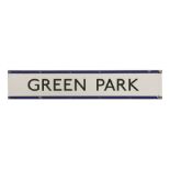 GREEN PARK,1950s/60s, a London Transport original enamel frieze for Green Park underground station,