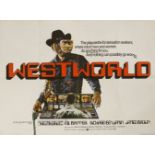 'WESTWORLD',1973, an MGM presentation, a British quad film movie poster of the film starring Yul
