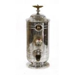 A COFFEE BEAN DISPENSER TOPPED BY A BRASS WINGED EAGLE,early 20th century, Belgian, nickel-silver,