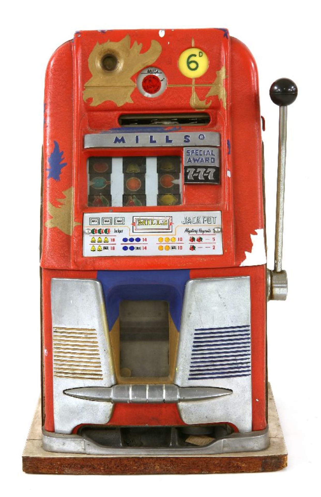 A MILLS' ONE-ARMED BANDIT, an American Mills' 'Special Award 777' one-armed bandit fruit machine