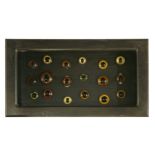 GLASS EYES,20th century, an unusual collection of glass eyes mounted in a rectangular glazed case,