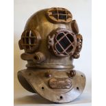 A DIVING HELMET,a superb handmade full-size wooden replica of a Schrader's Son Mark V Navy diving