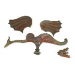 A DRAGON WEATHERVANE OR FINIAL,19th century, a large and impressive Arts and Crafts lead dragon
