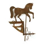 A WEATHERVANE HORSE,19th century, French, an iron weathervane in the form of a prancing horse,90cm